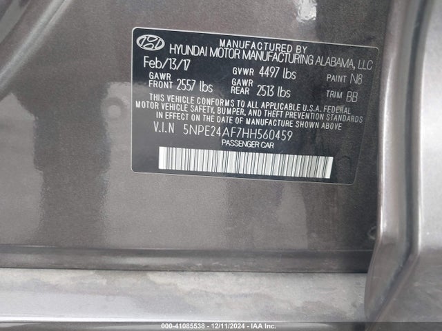 5NPE24AF7HH560459 Hyundai Sonata