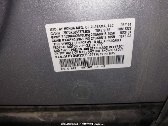 5FRYD4H22EB049776 Acura MDX