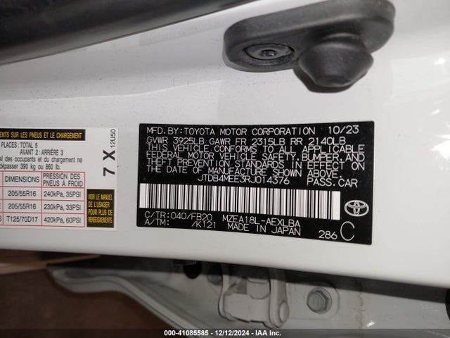 Toyota COROLLA LE 2024 JTDB4MEE3RJ014376 Image 9