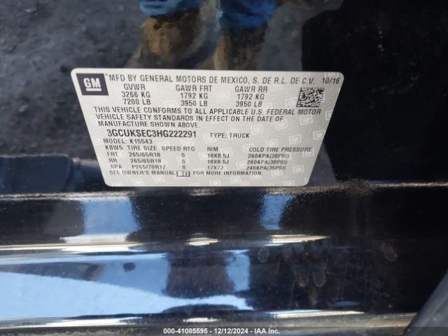 3GCUKSEC3HG222291 Chevrolet Silverado 1500 2lz