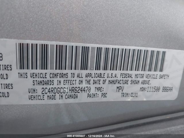 2C4RDGCG1HR624470 Dodge Grand Caravan Sxt