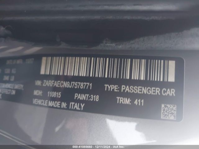 ZARFAECN9J7578771 Alfa Romeo Giulia Ti Rwd