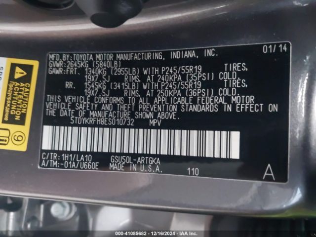 5TDYKRFH8ES010732 Toyota Highlander Limited V6