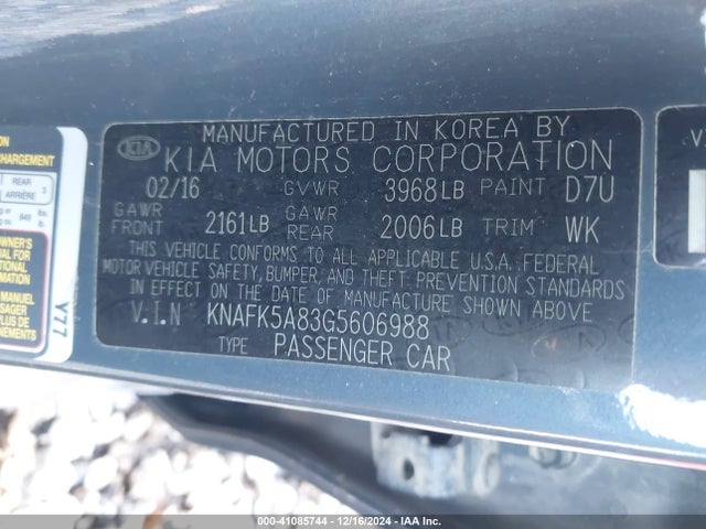 KIA FORTE LX 2016 KNAFK5A83G5606988 Image 9