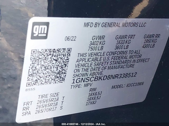 Chevrolet Suburban 2wd Ls 2022 1GNSCBKD8NR338512 Image 9