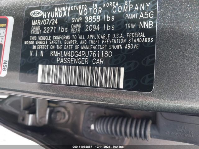 KMHLM4DG4RU761180 Hyundai ELANTRA SEL