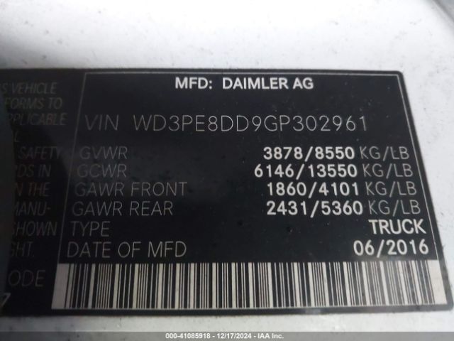 WD3PE8DD9GP302961 Mercedes-Benz Sprinter 2500 High  Roof/high Roof