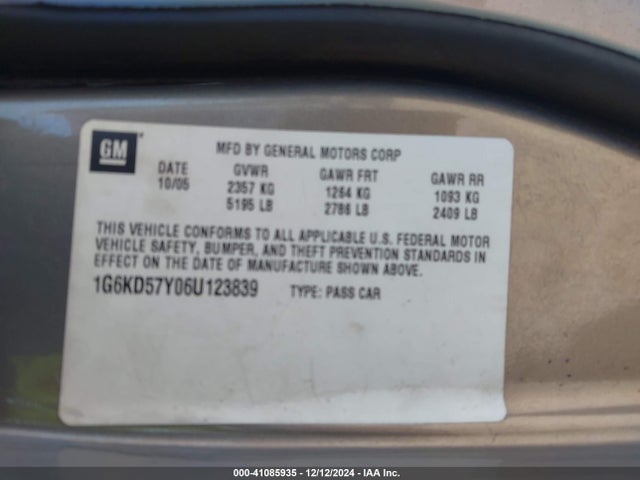 2006 CADILLAC DTS 1G6KD57Y06U123839 Photo 8