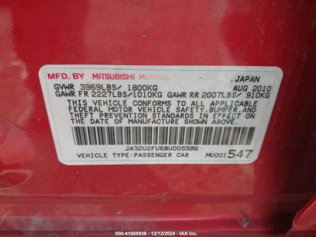 2011 MITSUBISHI LANCER JA32U2FU6BU005586 Photo 8