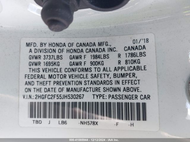 2HGFC2F55JH530267 Honda Civic Lx