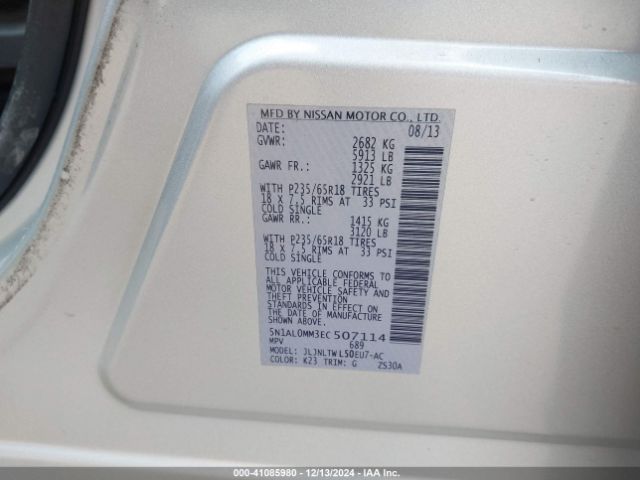 5N1AL0MM3EC507114 Infiniti QX60