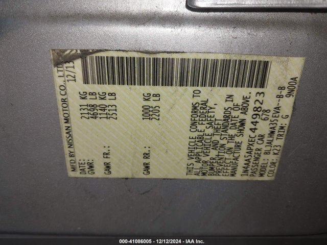 Nissan Maxima 3.5 Sv 2014 1N4AA5APXEC449823 Image 9