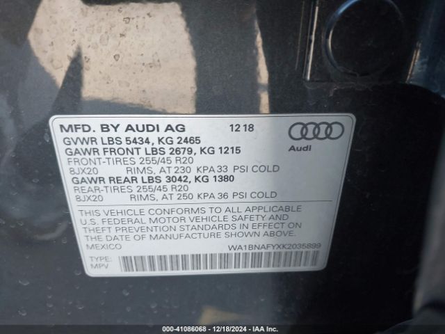 WA1BNAFYXK2035899 Audi Q5 45 Premium
