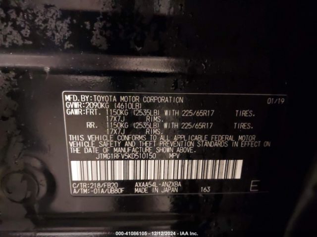 JTMG1RFV5KD510150 Toyota RAV4 LE