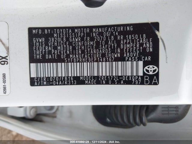 Toyota Corolla Le Eco 2014 5YFBPRHE9EP148167 Image 9