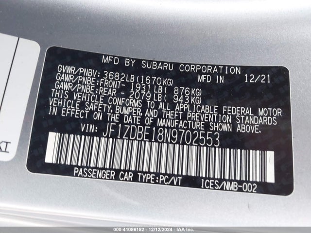 JF1ZDBE18N9702553 Subaru Brz Limited