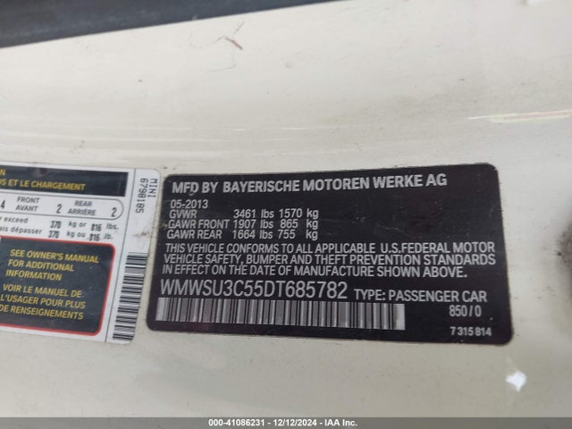 2013 MINI HARDTOP WMWSU3C55DT685782 Photo 8