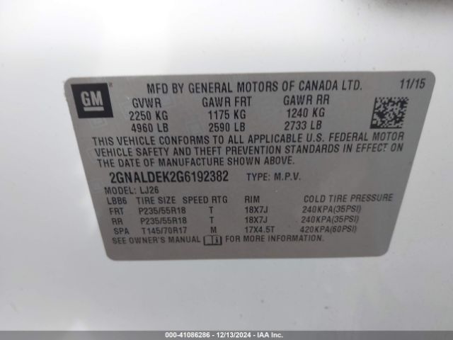 2GNALDEK2G6192382 Chevrolet Equinox Ltz