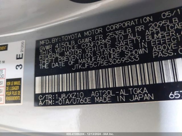 JTKJF5C75E3069533 Scion Tc 10 Series