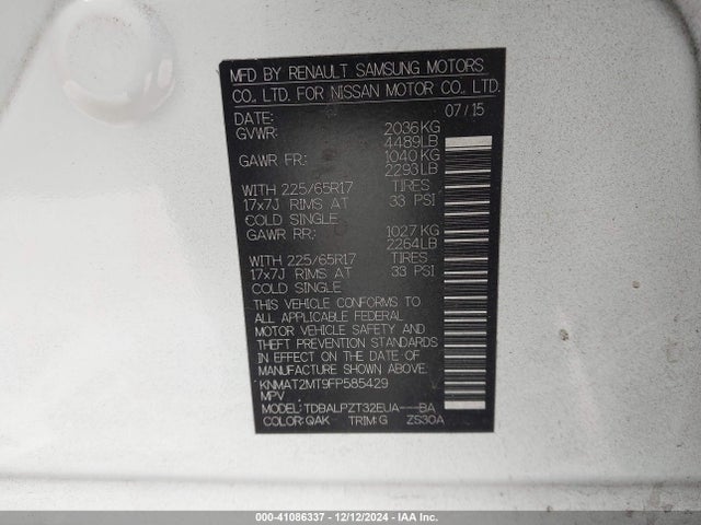Nissan ROGUE S 2015 KNMAT2MT9FP585429 Image 9