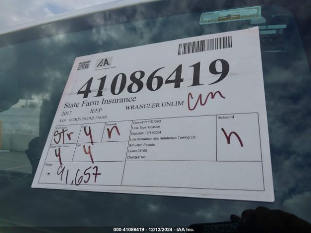 1C4BJWDG3HL710505 Jeep Wrangler Unlimited Sport 4x4