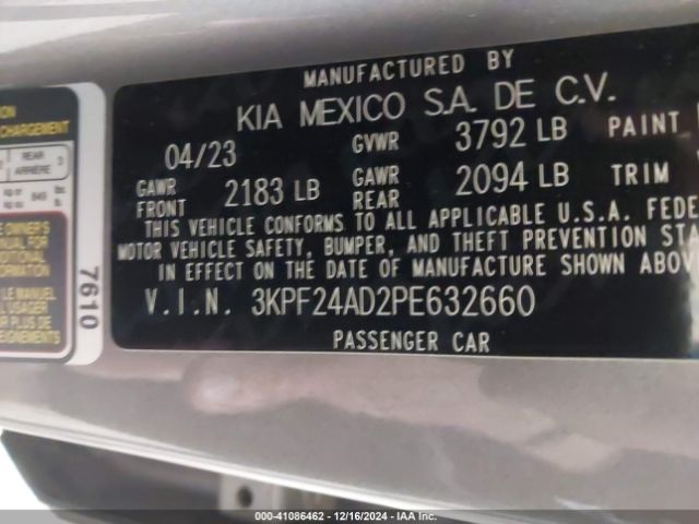 3KPF24AD2PE632660 KIA Forte Lxs
