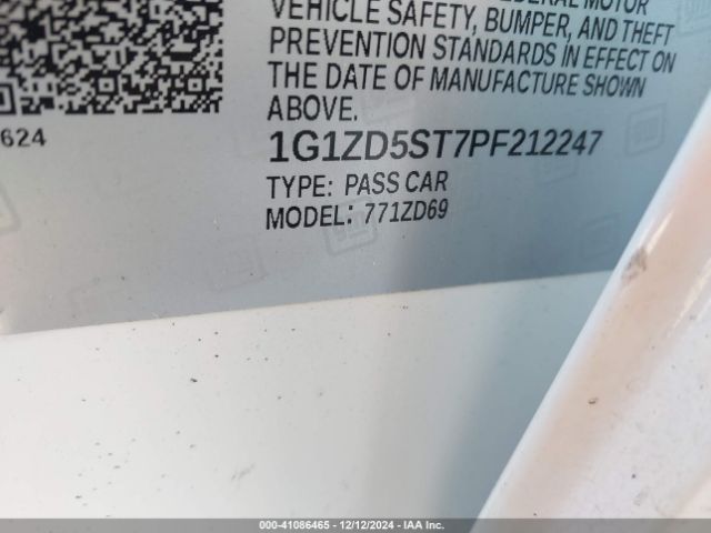 1G1ZD5ST7PF212247 Chevrolet Malibu Fwd 1lt