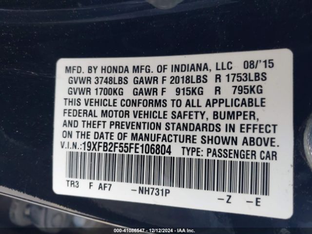 19XFB2F55FE106804 Honda Civic Lx