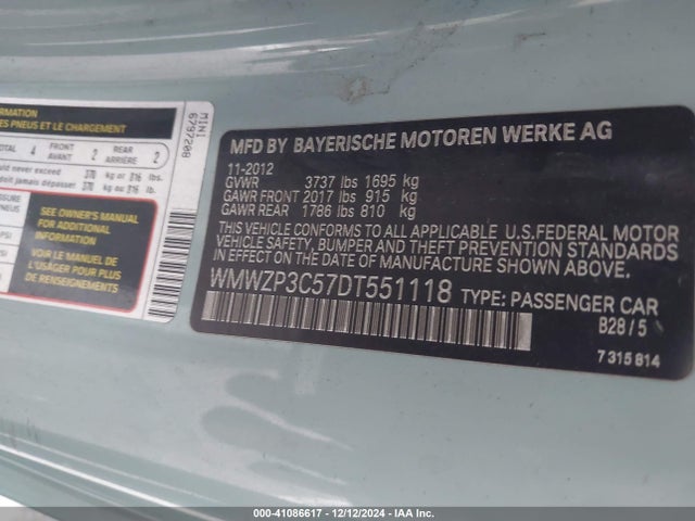 2013 MINI CONVERTIBLE WMWZP3C57DT551118 Photo 8