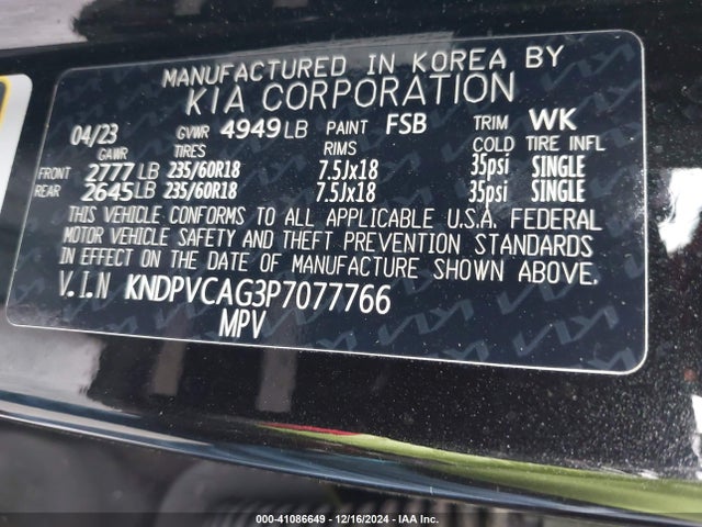 KNDPVCAG3P7077766 KIA Sportage Hybrid Ex