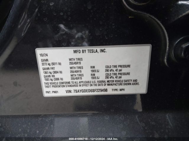 7SAYGDED6SF229498 Tesla Model Y Long Range Dual Motor All-wheel Drive