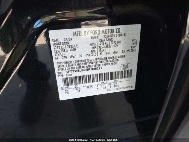 3FTTW8J99RRB36227 Ford Maverick Xlt