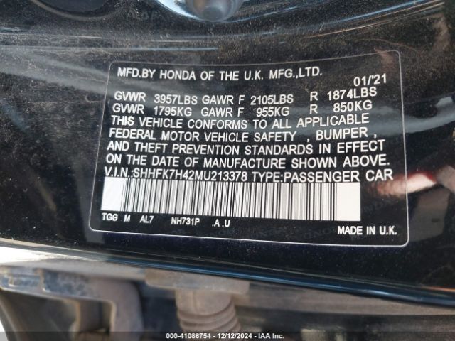 SHHFK7H42MU213378 Honda Civic Sport