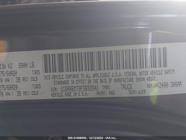 1C6RR6MT9FS692641 RAM 1500 Sport