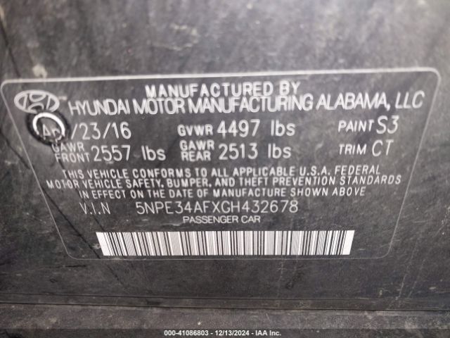 5NPE34AFXGH432678 Hyundai Sonata Sport