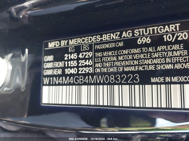 W1N4M4GB4MW083223 Mercedes-Benz GLB 250