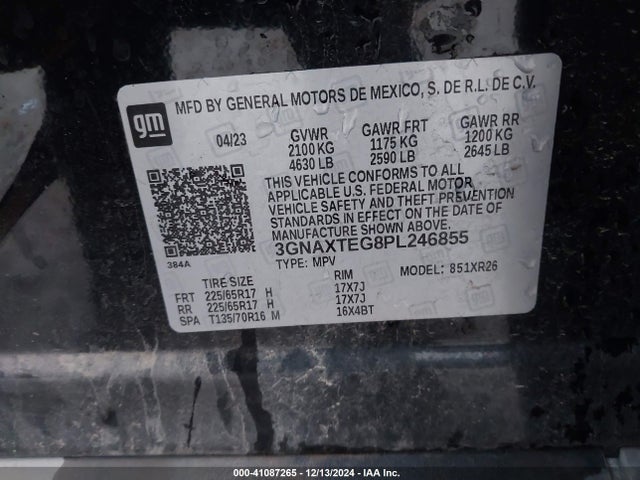 3GNAXTEG8PL246855 Chevrolet Equinox Awd 2fl
