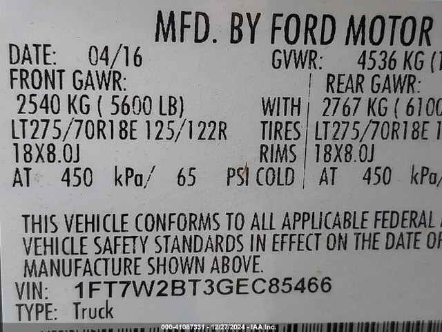 Ford F-250 Xlt 2016 1FT7W2BT3GEC85466 Image 9