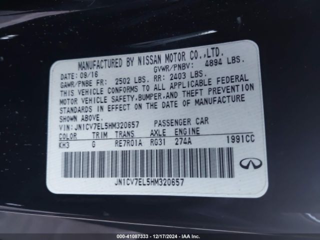 JN1CV7EL5HM320657 Infiniti Q60 2.0t Premium