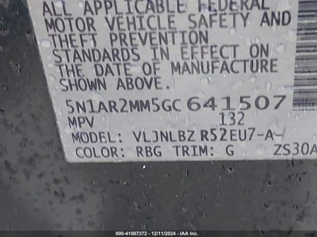 5N1AR2MM5GC641507 Nissan Pathfinder Platinum/s/sl/sv