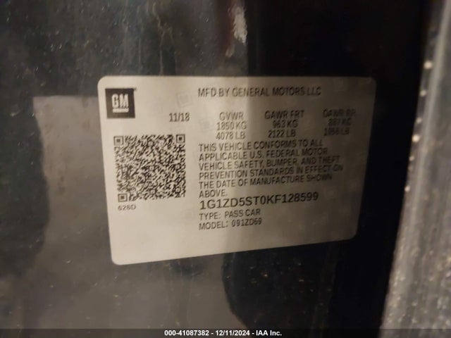 1G1ZD5ST0KF128599 Chevrolet MALIBU LT
