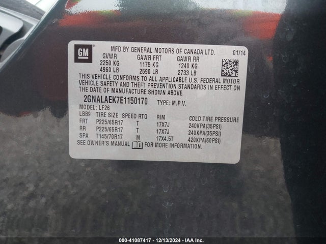 2GNALAEK7E1150170 Chevrolet EQUINOX LS