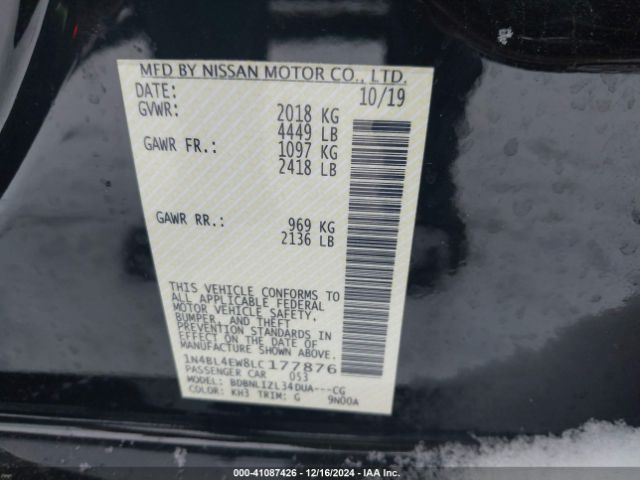 1N4BL4EW8LC177876 Nissan Altima Sl Intelligent Awd