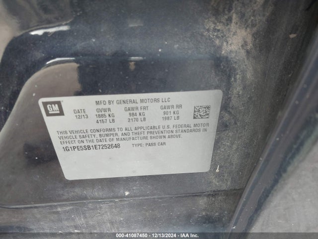 1G1PE5SB1E7252648 Chevrolet Cruze 2lt Auto