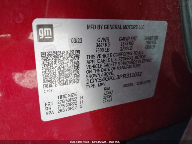 1GYS4GKL3PR311032 Cadillac Escalade 4wd Sport Platinum