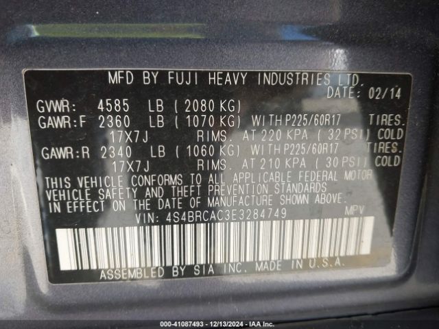 4S4BRCAC3E3284749 Subaru Outback 2.5i