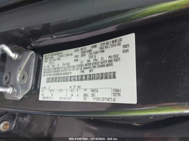 Ford ESCAPE SE 2016 1FMCU9G98GUA92211 Image 9