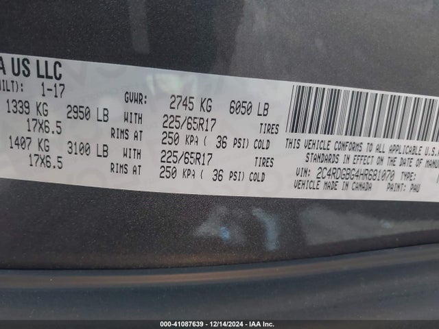 Dodge Grand Caravan Se 2017 2C4RDGBG4HR681070 Image 9