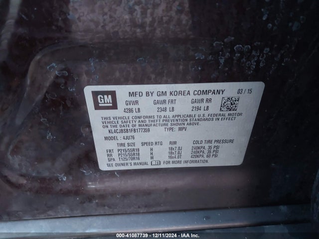 Buick Encore Convenience 2015 KL4CJBSB1FB177359 Image 9
