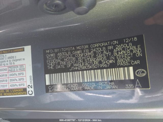 JTHHZ5BC5K5019967 Lexus RC 350
